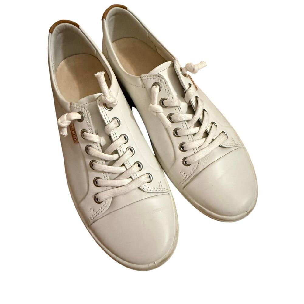 ECCO Women's Soft VII Leather Lace Up Sneakers 9 9.5 Capsule Minimalist Comfort - Picture 3 of 9